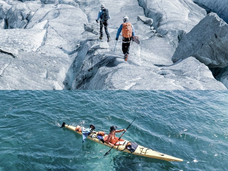 Nettoyage de la Méditerranée en kayak et de la mer de glace en randonnée