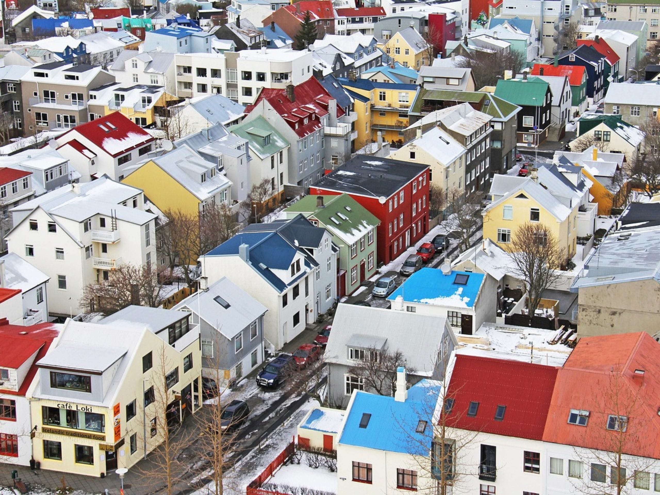 Vue aérienne de la ville de Reykiavik.