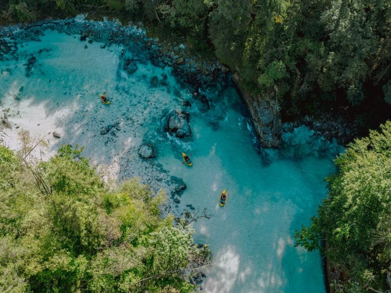 Pacjraft en Slovénie, vue sur la rivière de la Soca.