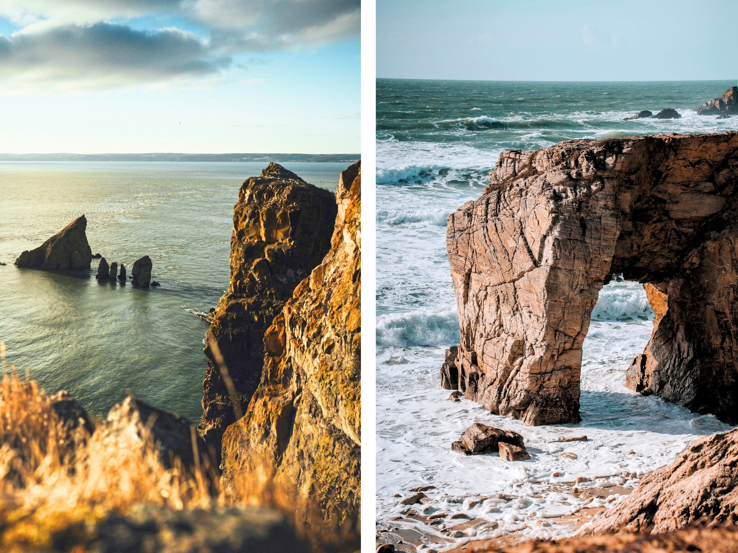 À gauche la baie de Fundy au Canada, à droite la presqu'île de Quiberon en bretagne. 