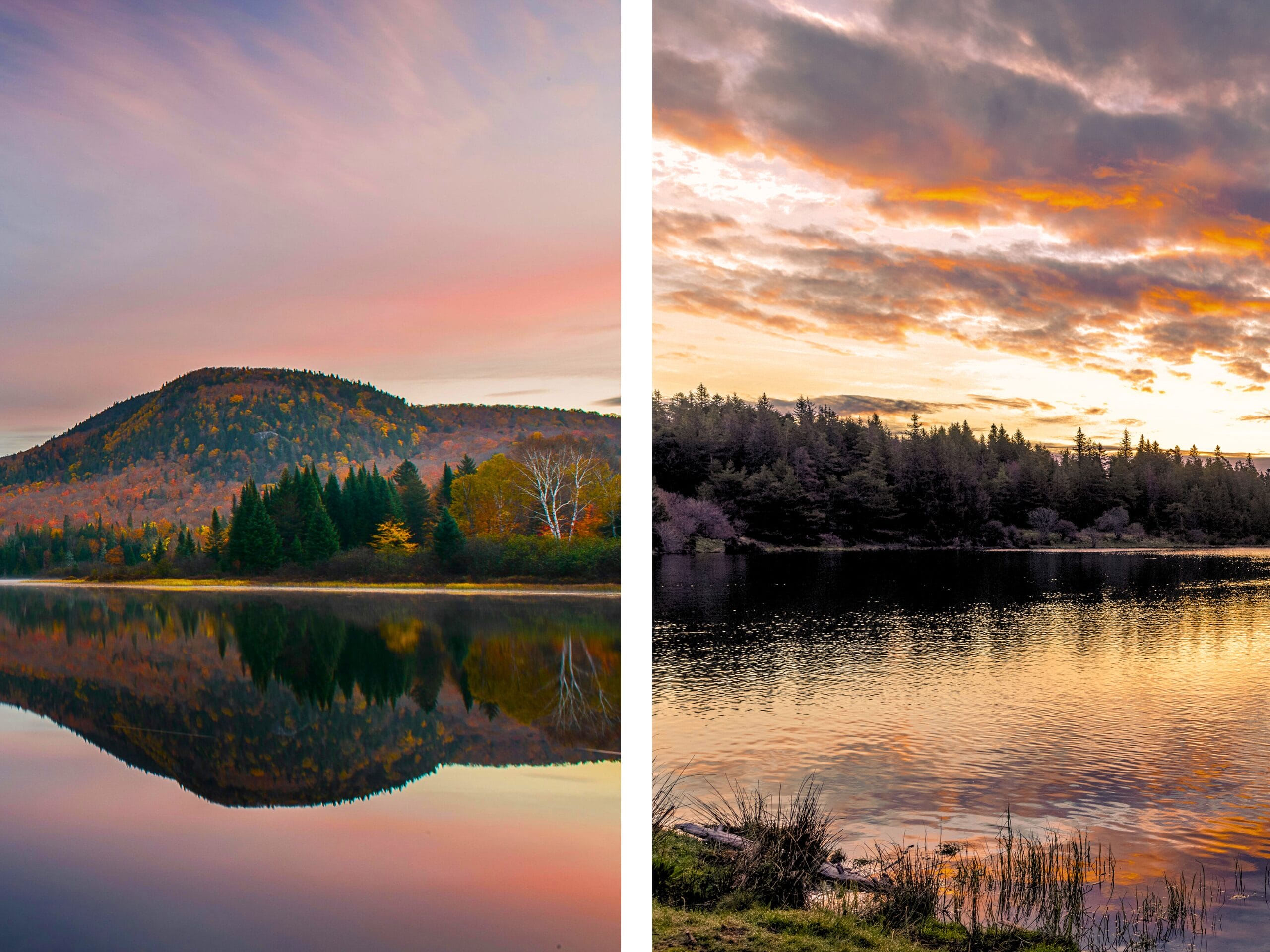 À gauche le lac Monroe au Québec, à droite le lac de Servières en Auvergne