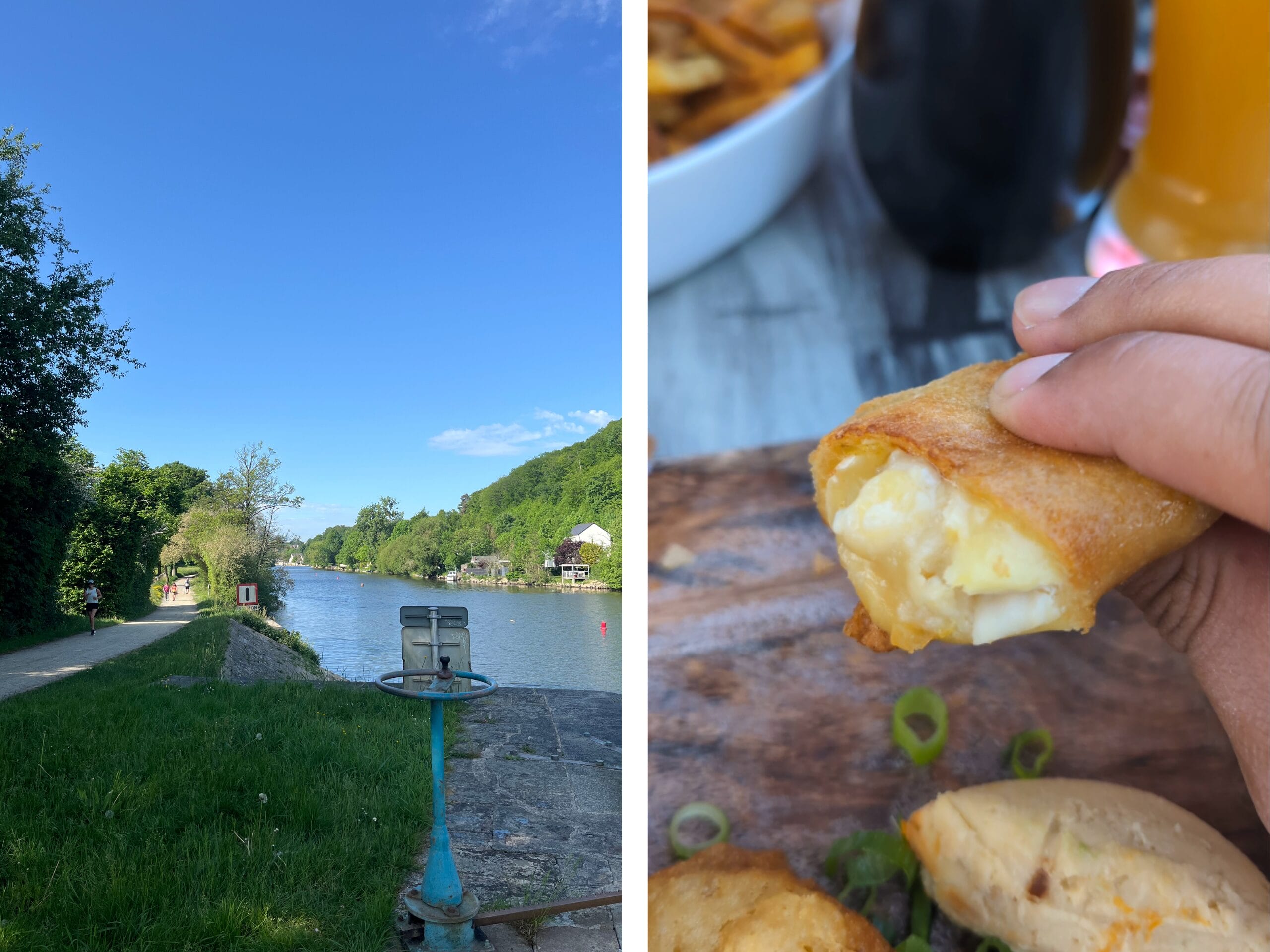 Nems du restaurant et vue sur l'écluse