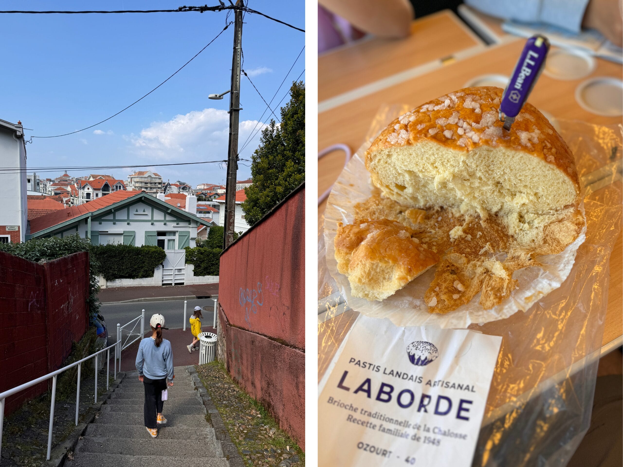 Retour à pieds dans la vlle et brioche dans le train
