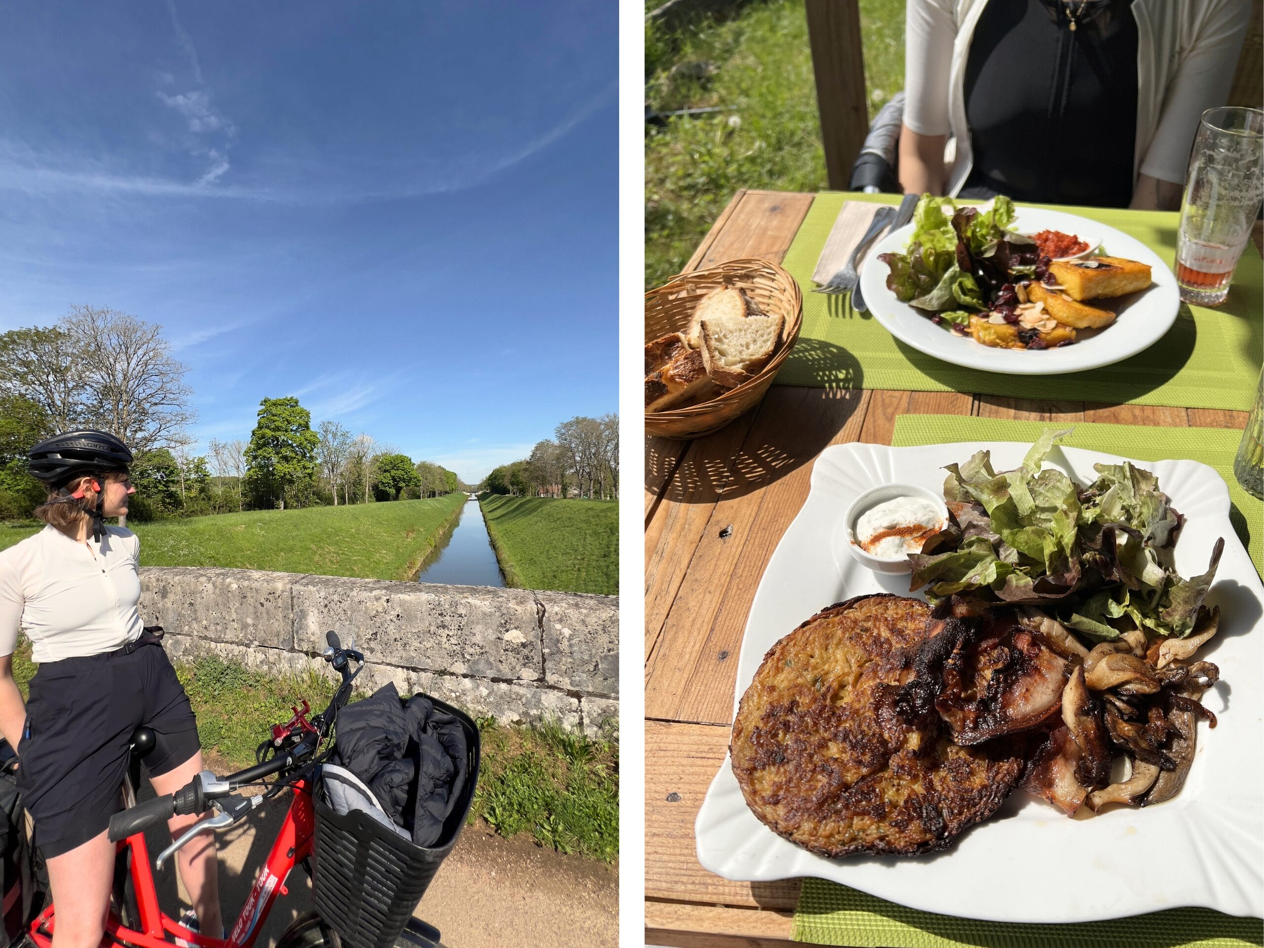 Pause devant une écluse et repas au restaurant
