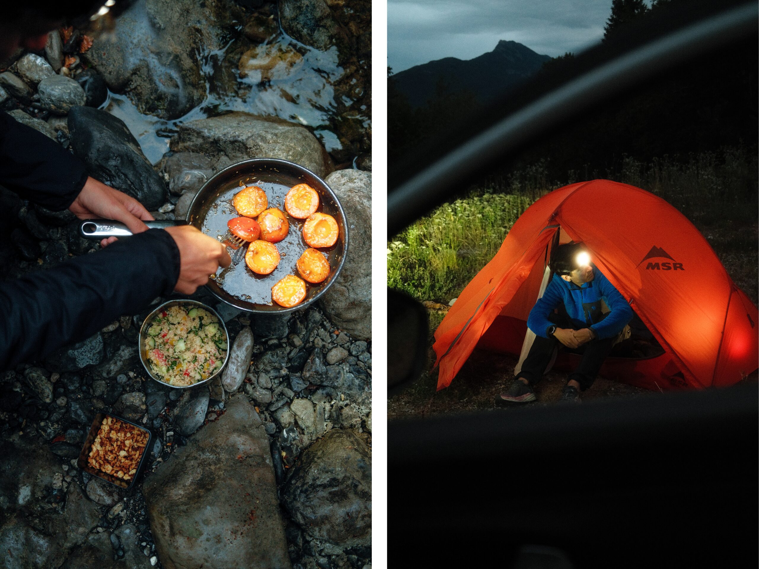 Dîner au nuit dans la tente
